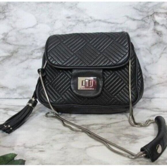 BCBGMaxAzria Bag BlackCrossbody Quilted Chain Purse Leather - Picture 3 of 13
